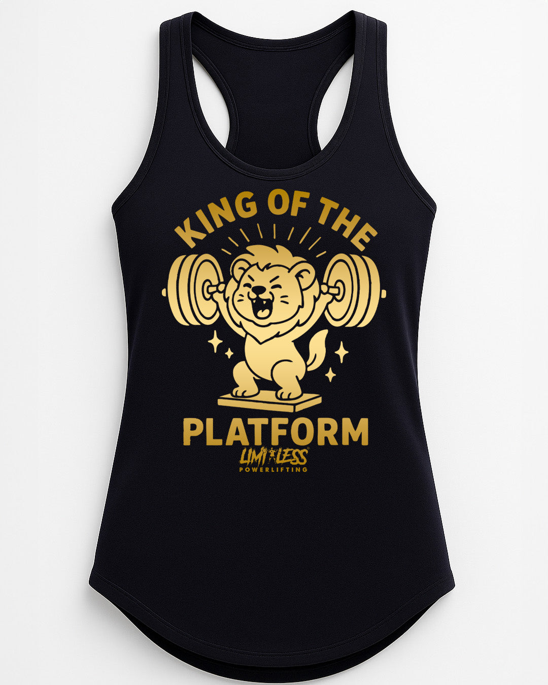 King of the Platform Lion Lifter Shirt — Funny Cute Gym Tee by Limitless