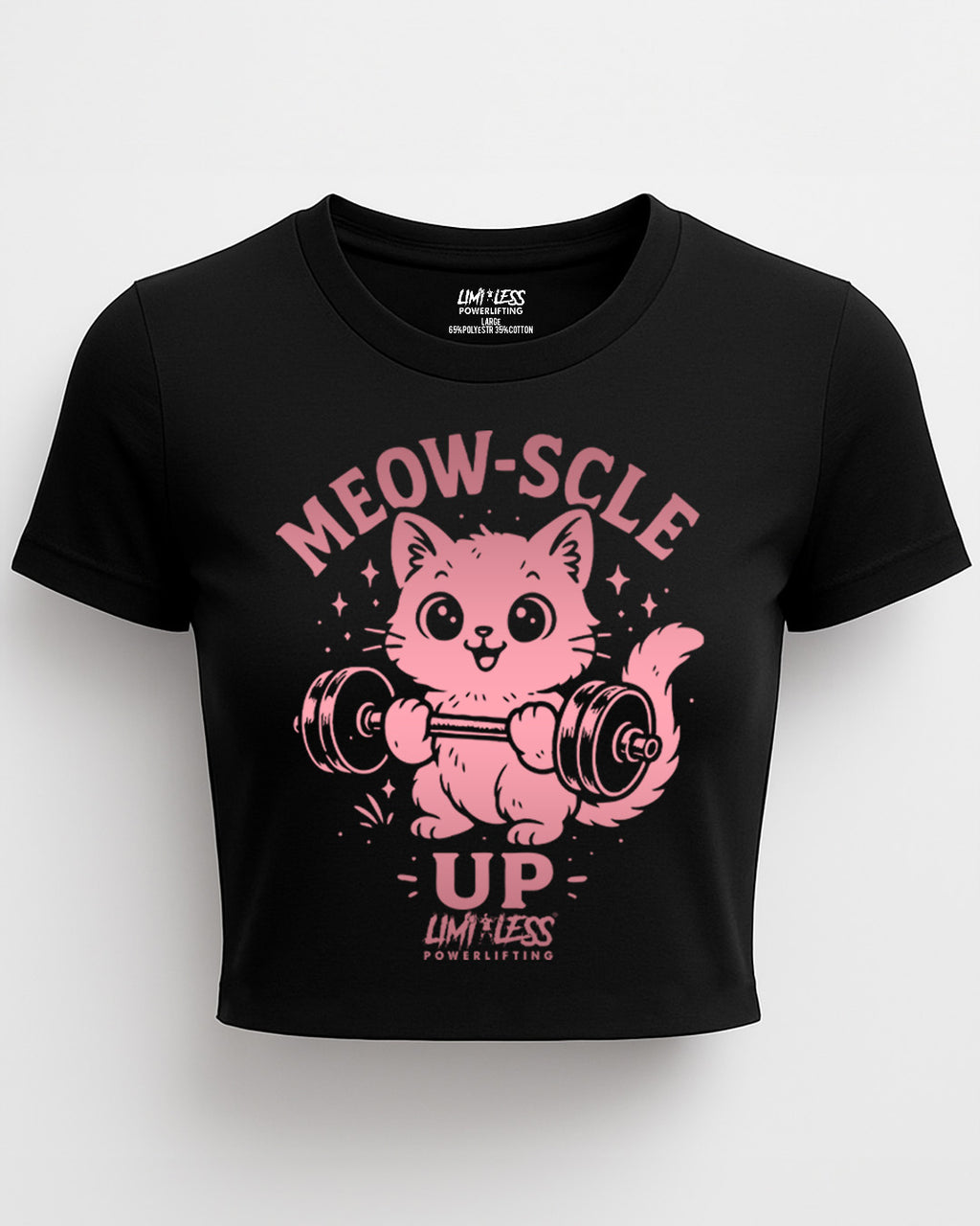 Meow-Scle Up Cute Cat Gym Shirt — Barbell Kitty Lifting Tee by Limitless