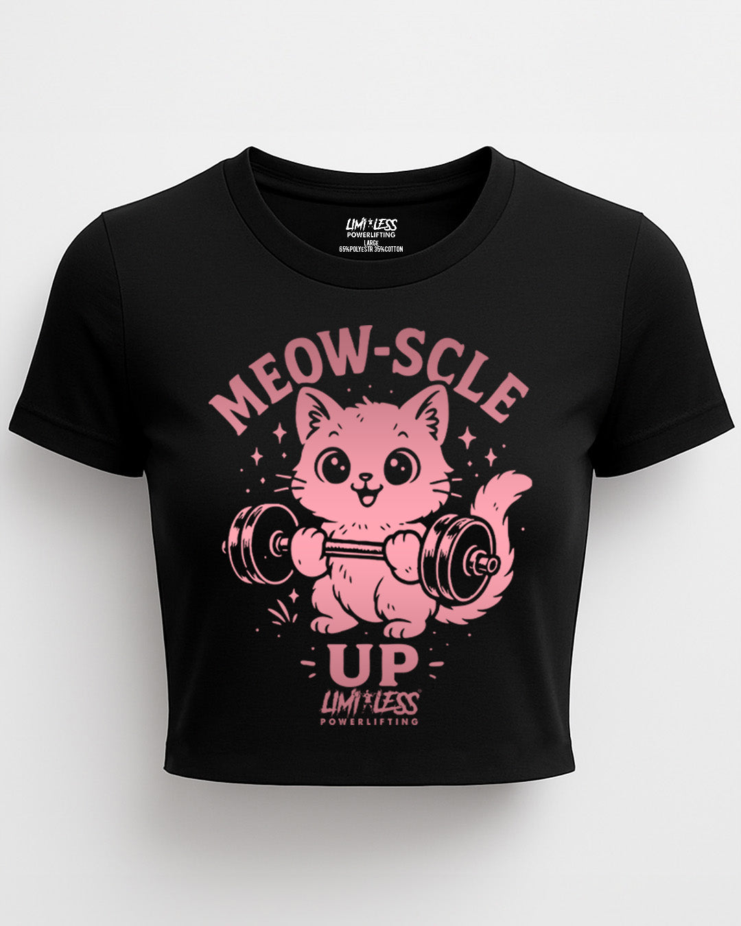 Meow-Scle Up Cute Cat Gym Shirt — Barbell Kitty Lifting Tee by Limitless