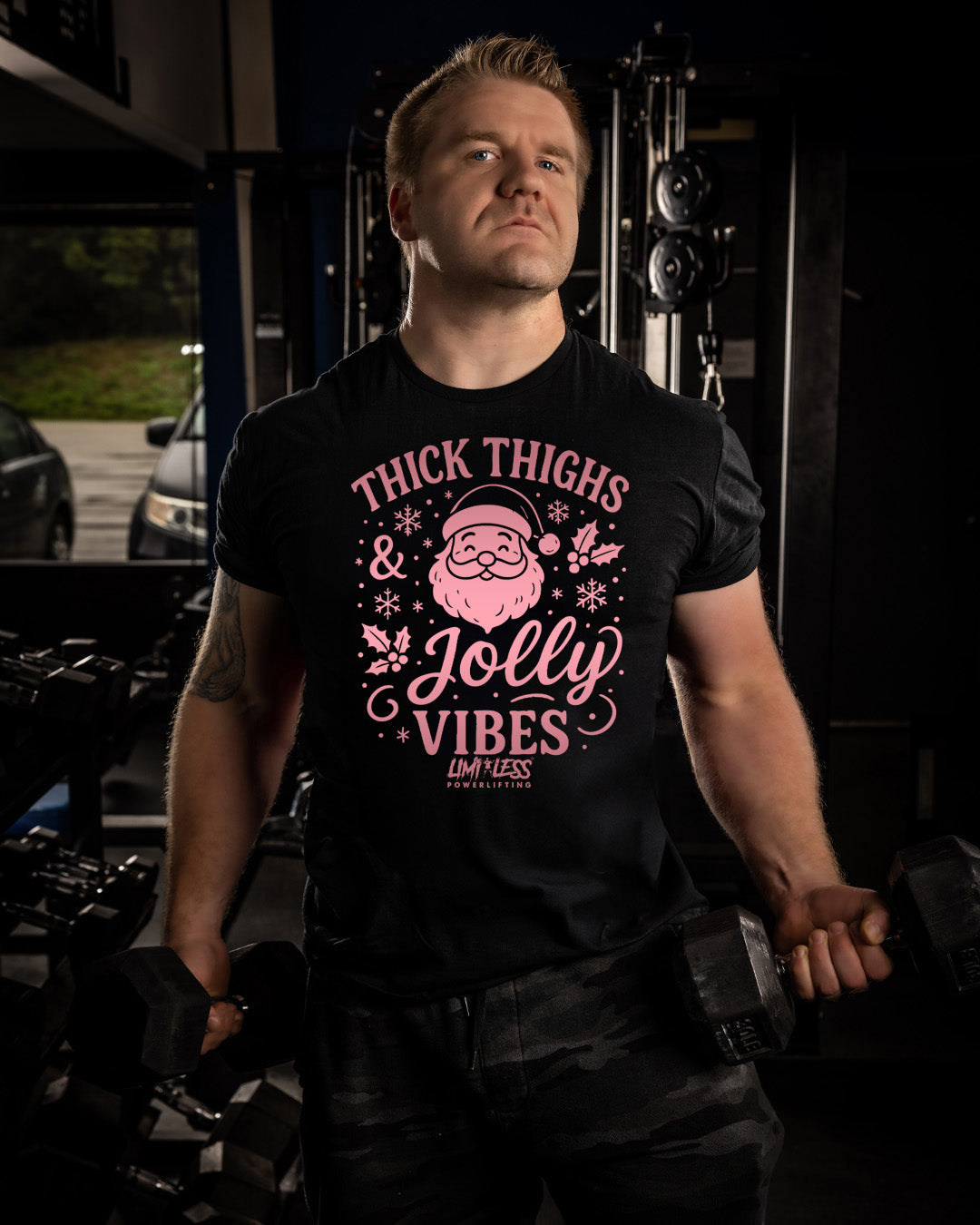 Thick Thighs & Jolly Vibes — Premium Holiday Gym Shirt by Limitless