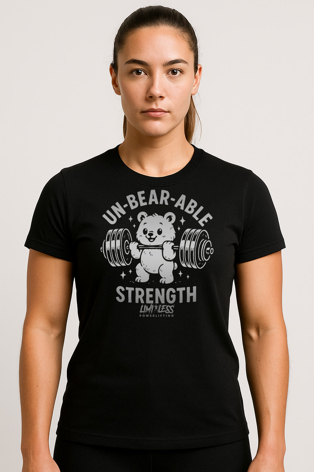 Un-Bear-Able Strength Gym Shirt — Cute Barbell Bear Design by Limitless