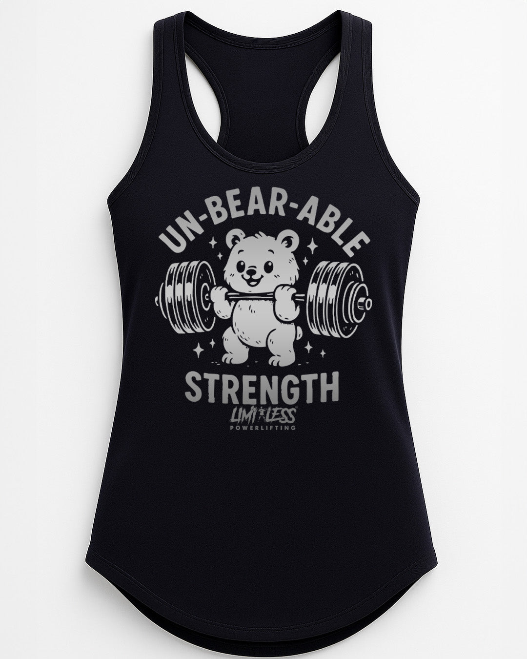 Un-Bear-Able Strength Gym Shirt — Cute Barbell Bear Design by Limitless